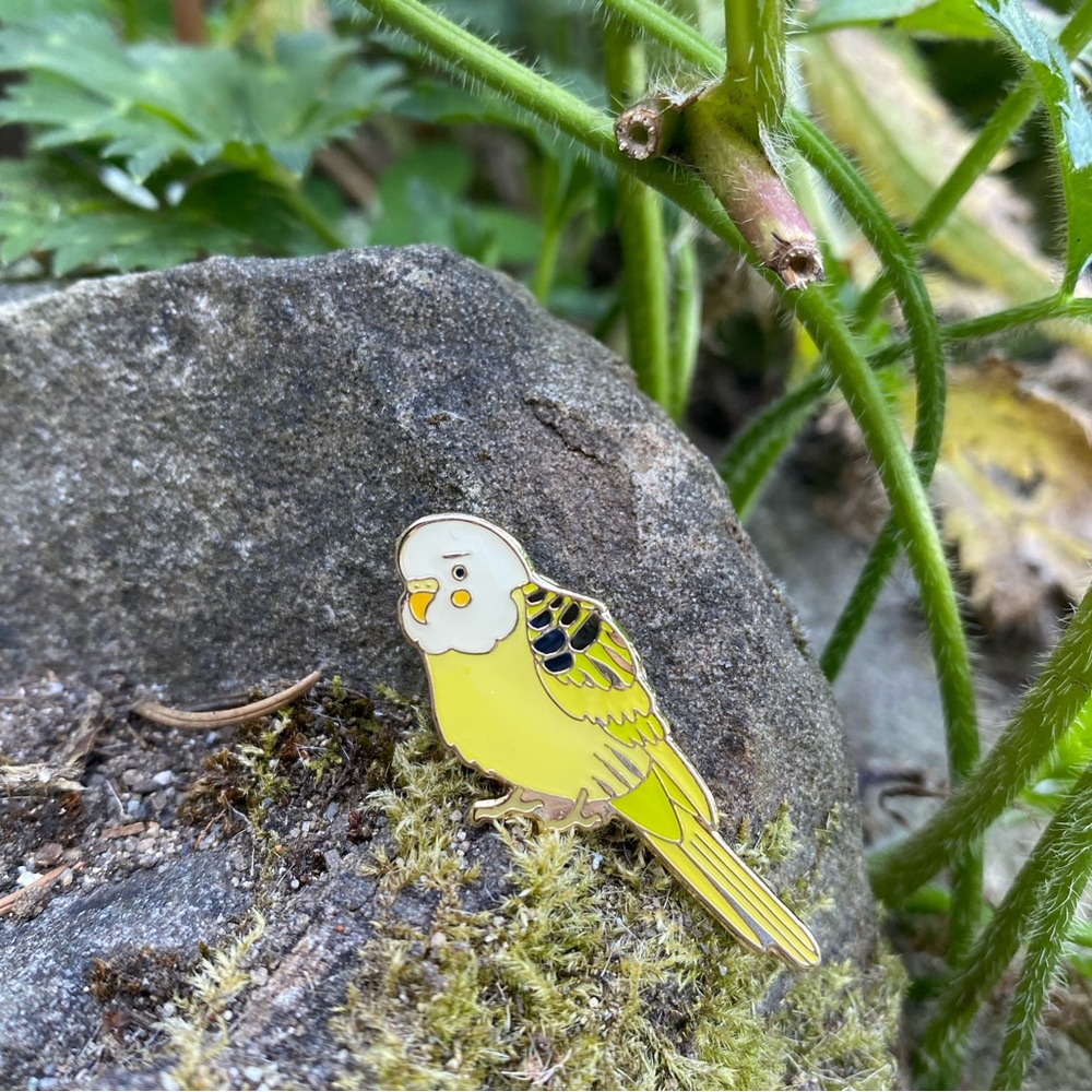 beautiful parakeet bird enamel lapel pin